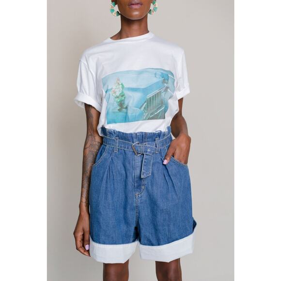 Rachel Comey Irolo Denim Shorts Wide Leg Knee Length Belted Jeans Sz 2 EUC $325 - Picture 6 of 16